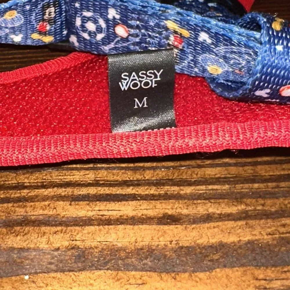 Sassy Woof Disney Mickey Mouse Blue Red Soft Vest Mesh Dog Harness Adjustable M